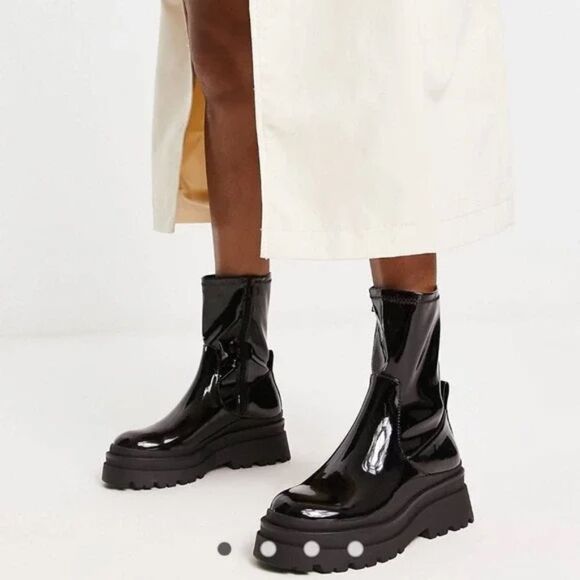 New Aldo Bigshot Flat Sock Boots Black Size 8.5 - Picture 3 of 3